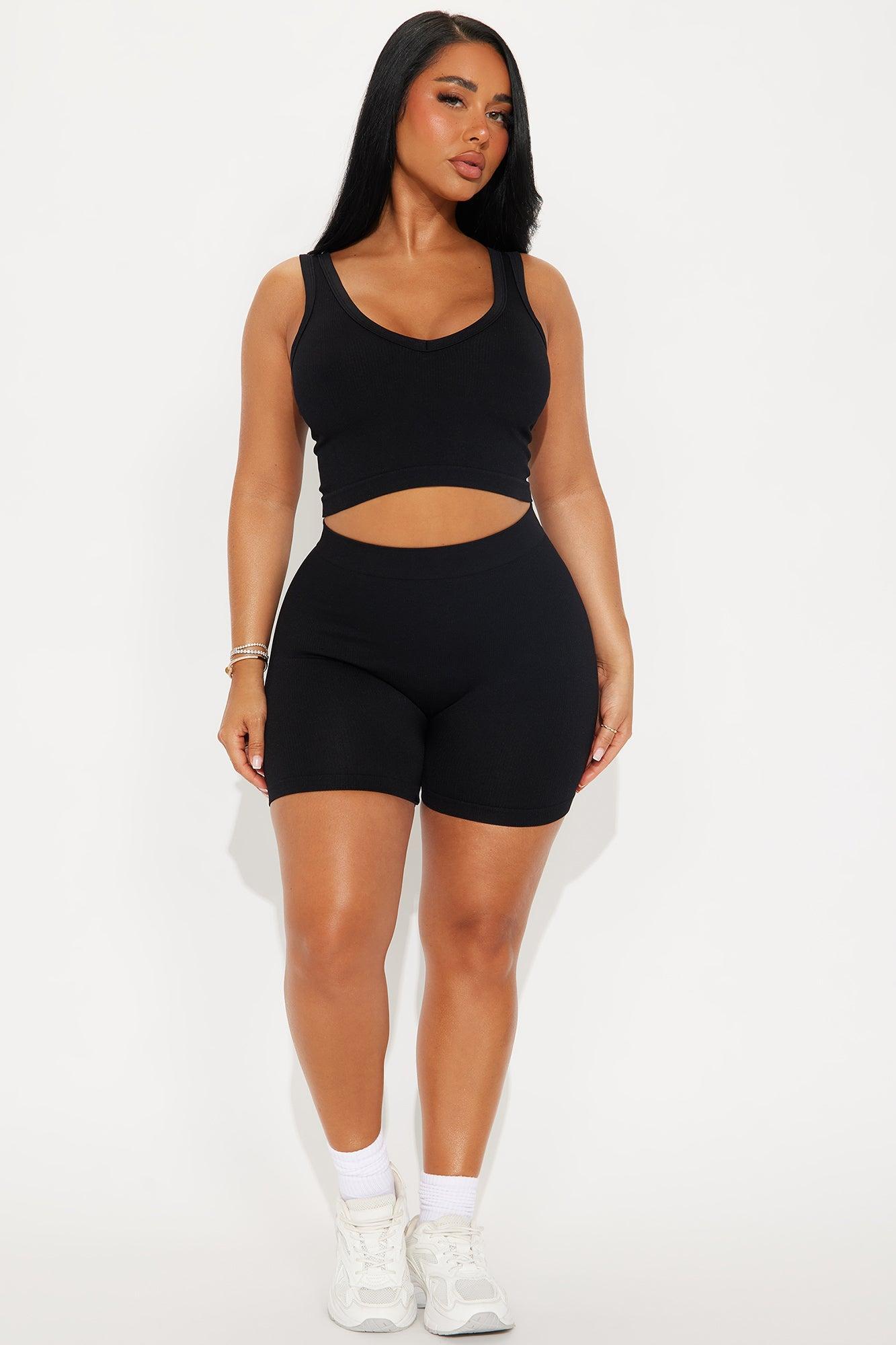 Virginia Seamless Tank And Biker Short Set - Black Female Product Image