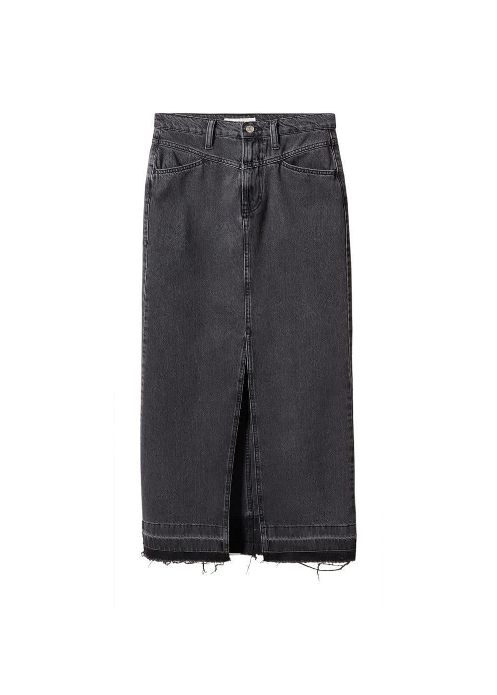 Mango raw hem detail denim maxi skirt Product Image
