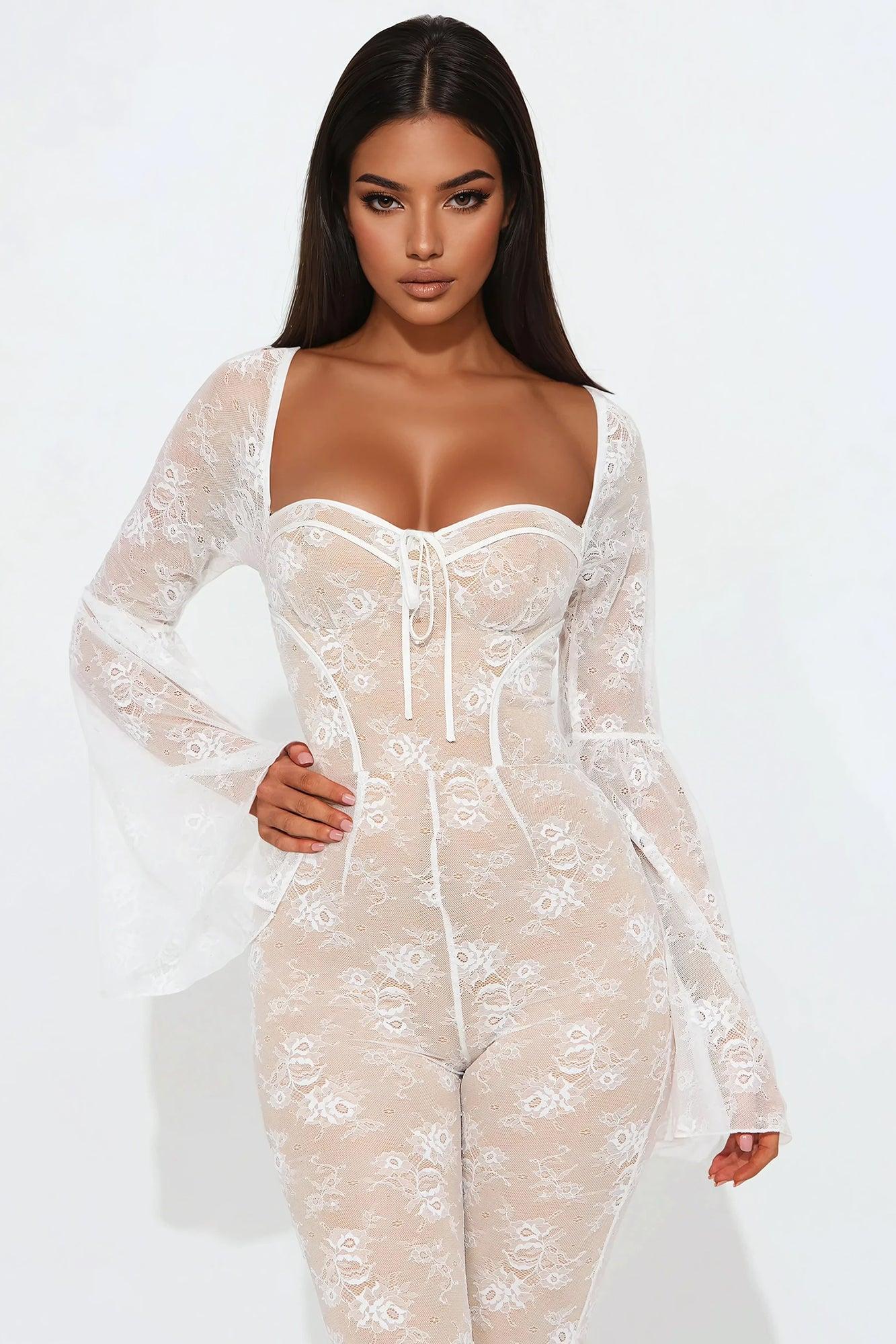 Analise Lace Jumpsuit - White/combo Product Image