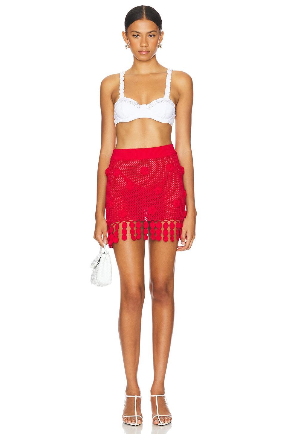 Lovers and Friends Domitilla Crochet Mini Skirt in Red Product Image