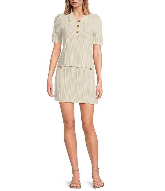 CeCe Knit Scalloped Mini Pencil Skirt Product Image