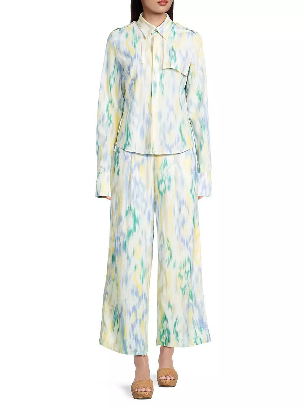 Ikat-Inspired Crop Trousers Product Image