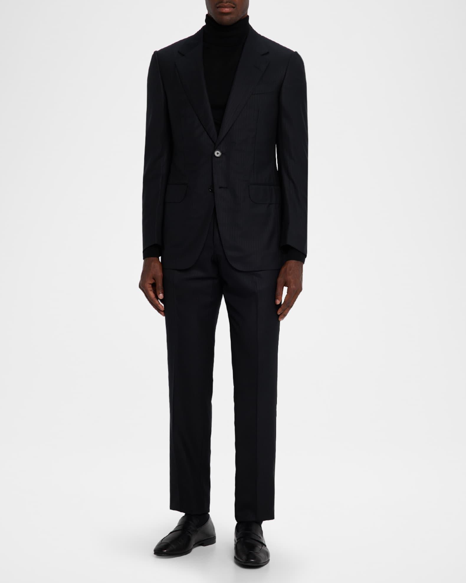 Men's Centoventimila Wool Tonal Stripe Suit Product Image