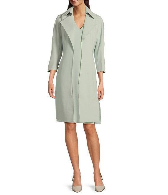 Anne Klein Peak Lapel Notch Collar Long Sleeves Topper Urban Stretch Jacket Product Image