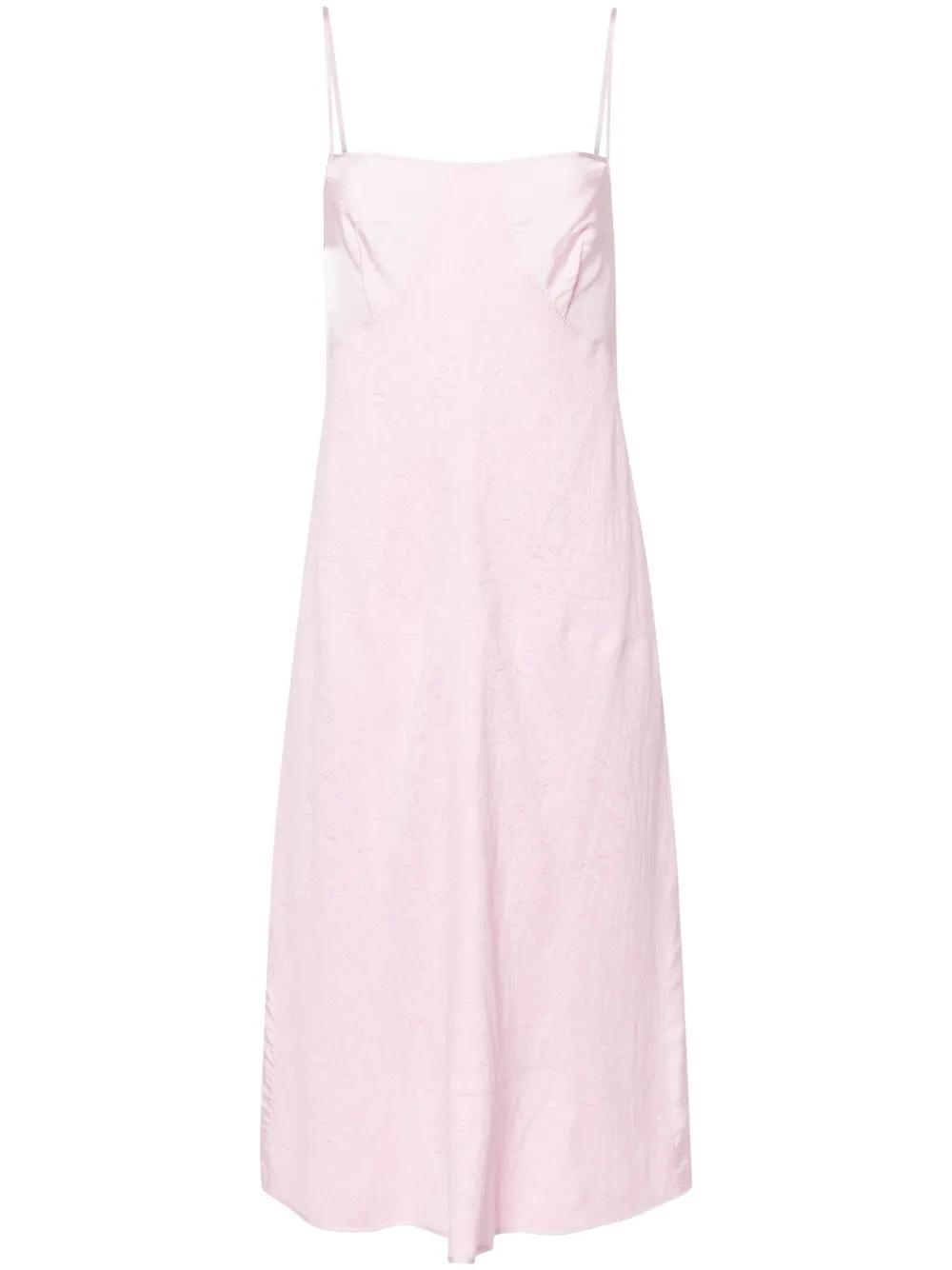 JIL SANDER Lace-appliqué Slip Dress In Pink Product Image