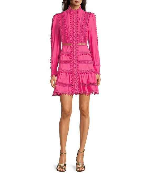 Layered With Love Carla Woven Mock Neck Long Sleeves Ruffle Tiered Hem Fit & Flare Mini Dress Product Image