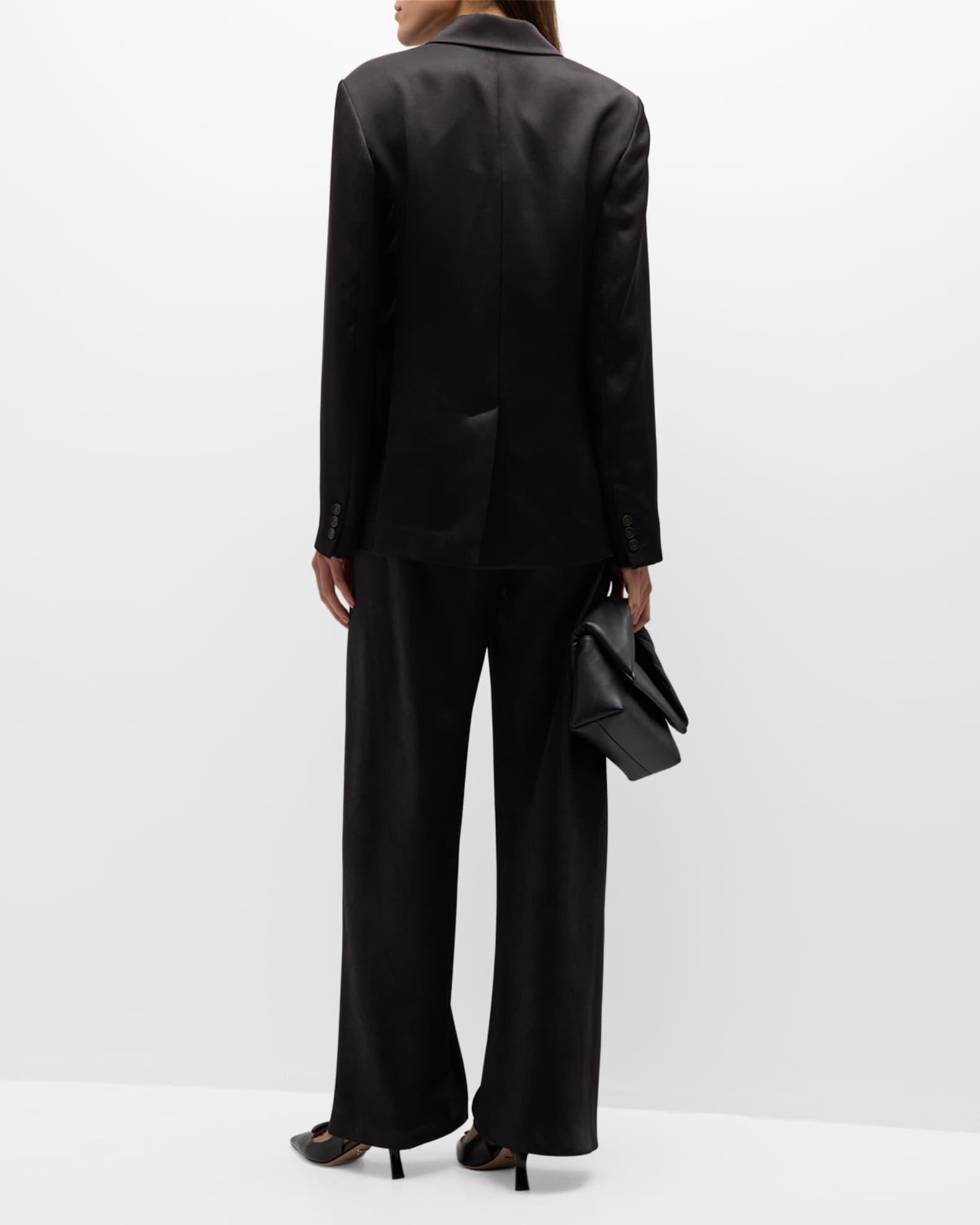 Fluid Bias-Cut Crushed Satin Pants Product Image