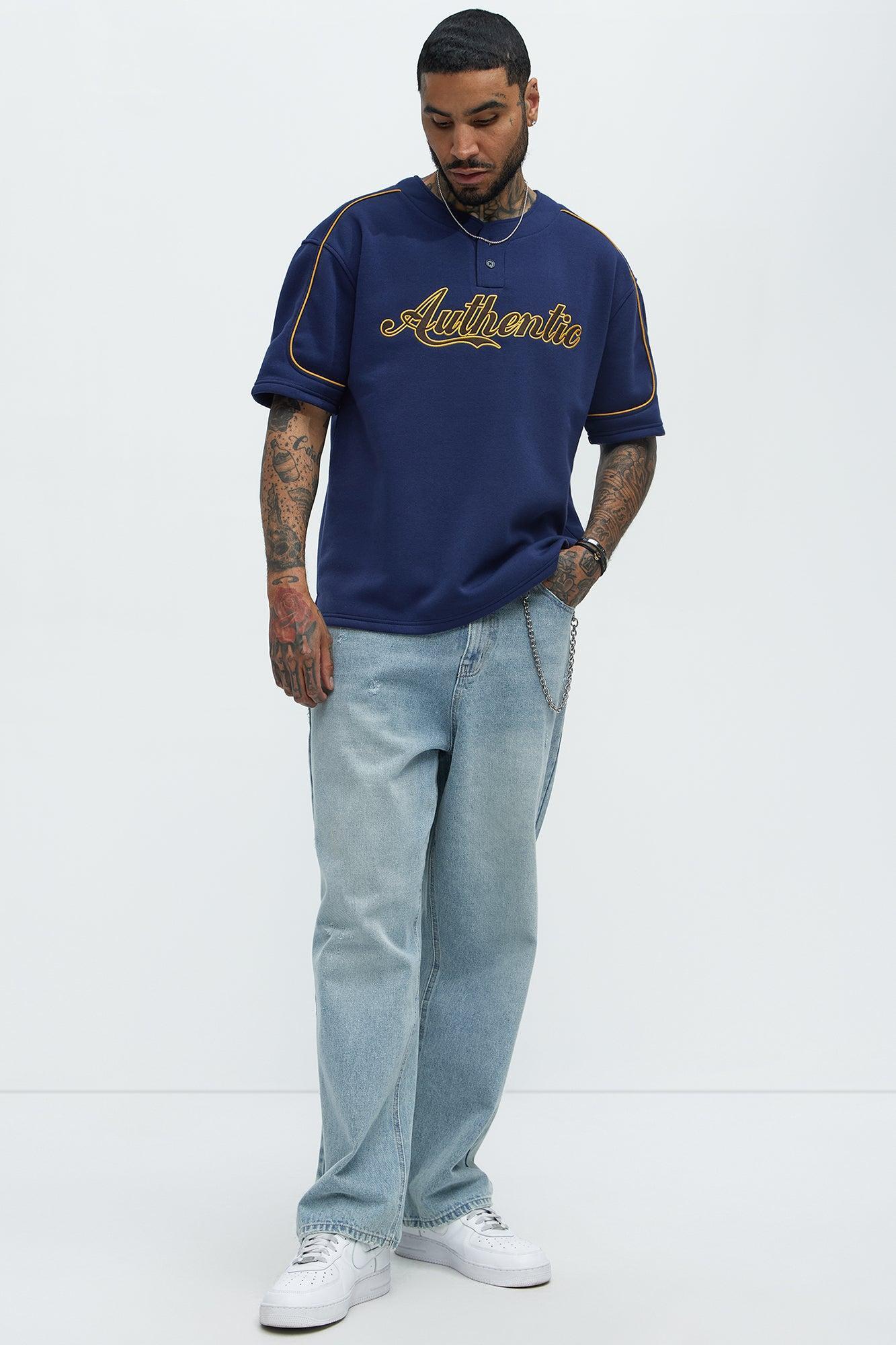 Authentic Short Sleeve Henley - Navy Product Image