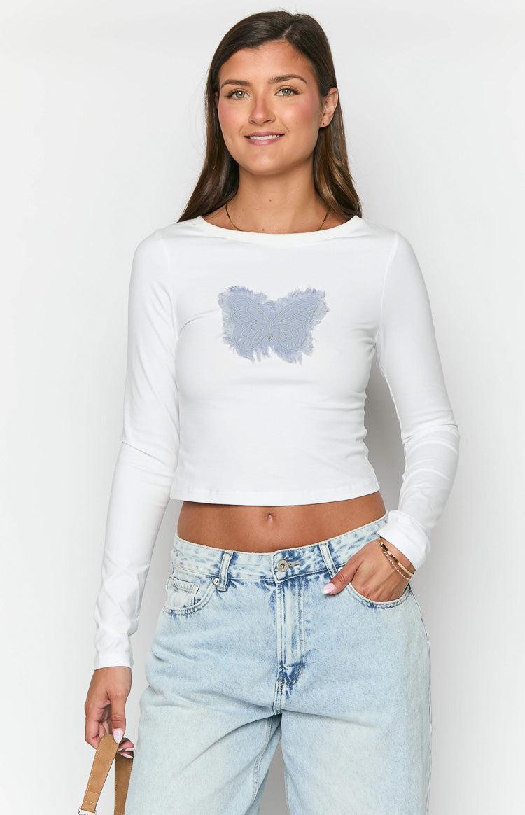 Harmonie White Long Sleeve Top Product Image