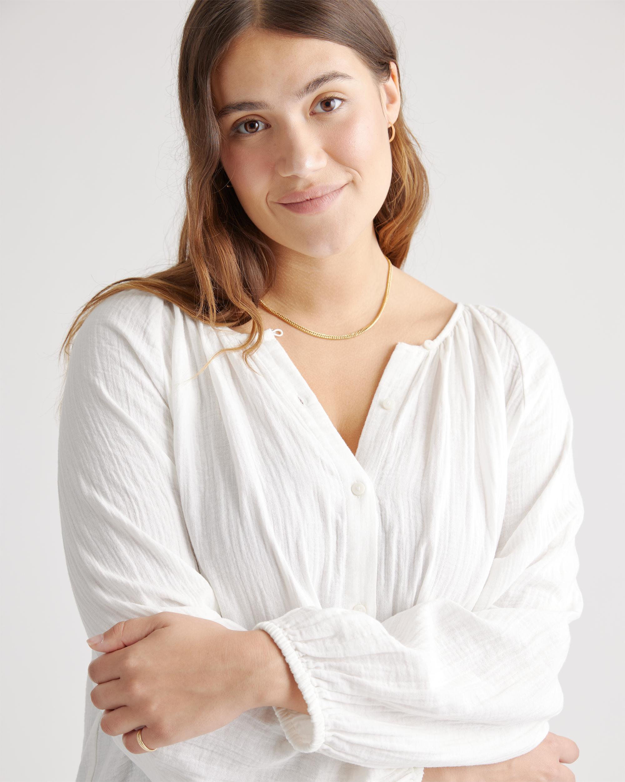 Quince | Women's Gauze Peasant Blouse Organic Cotton Product Image