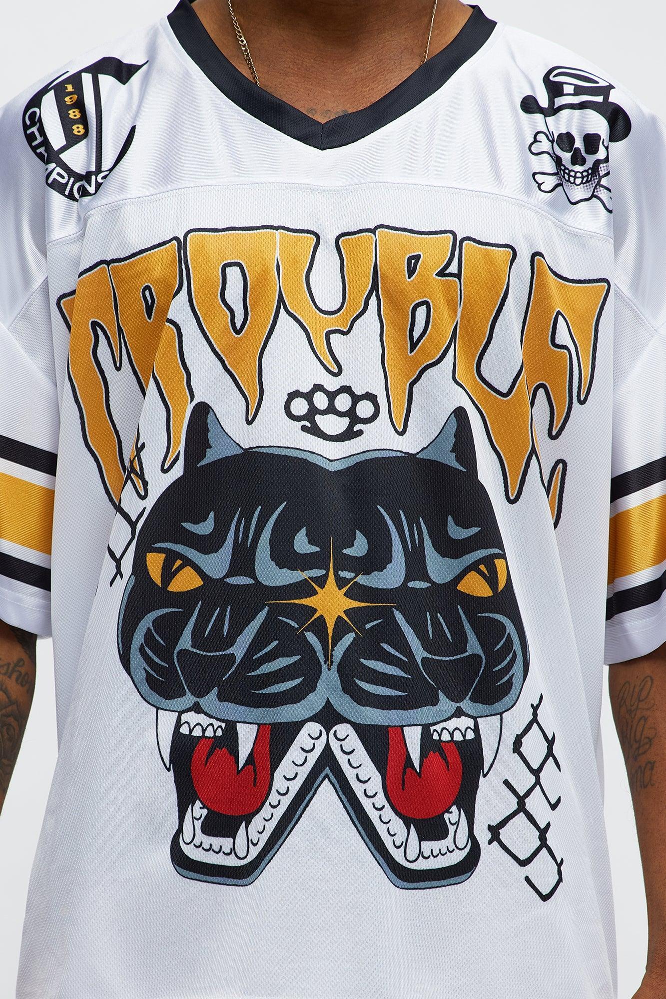 Here Comes Trouble Football Jersey - White/combo Product Image
