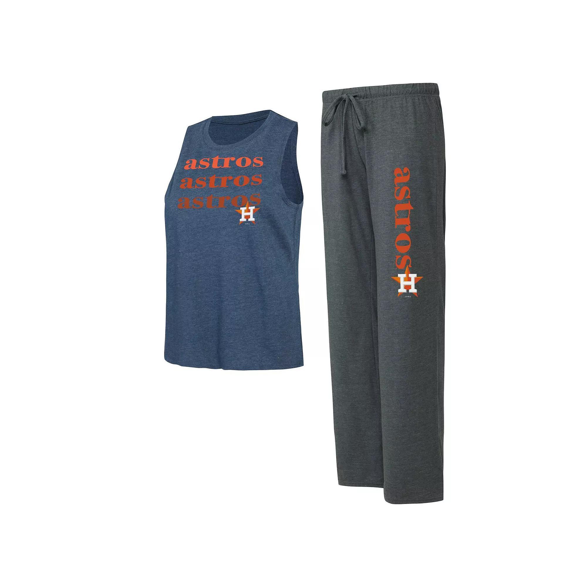 Women's Concepts Sport Charcoal/Navy Houston Astros Meter Muscle Tank Top and Pants Sleep Set, Size: Large Product Image