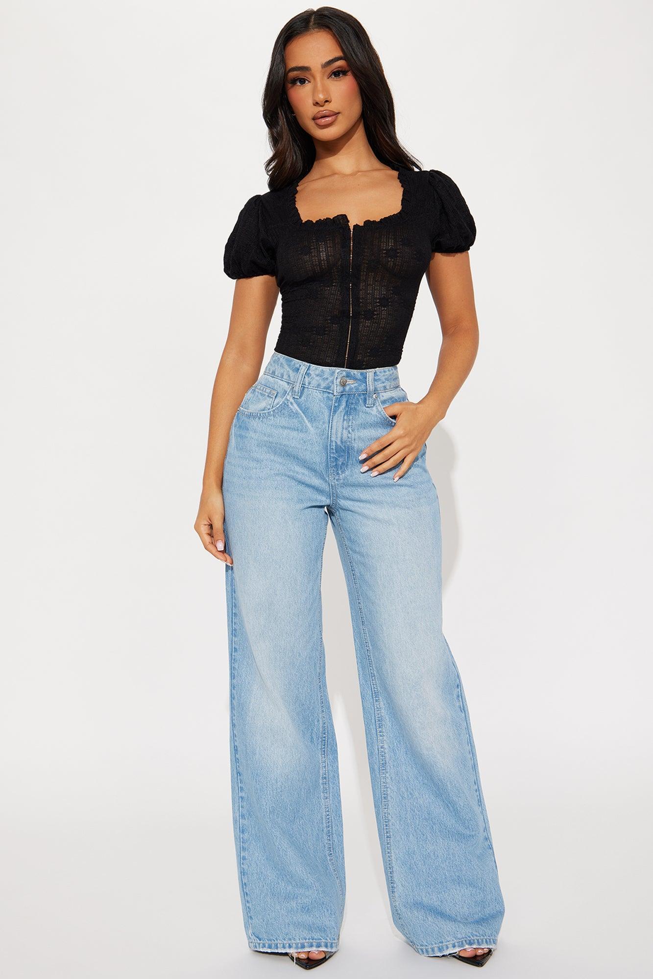 Lily Puff Sleeve Top - Black Product Image