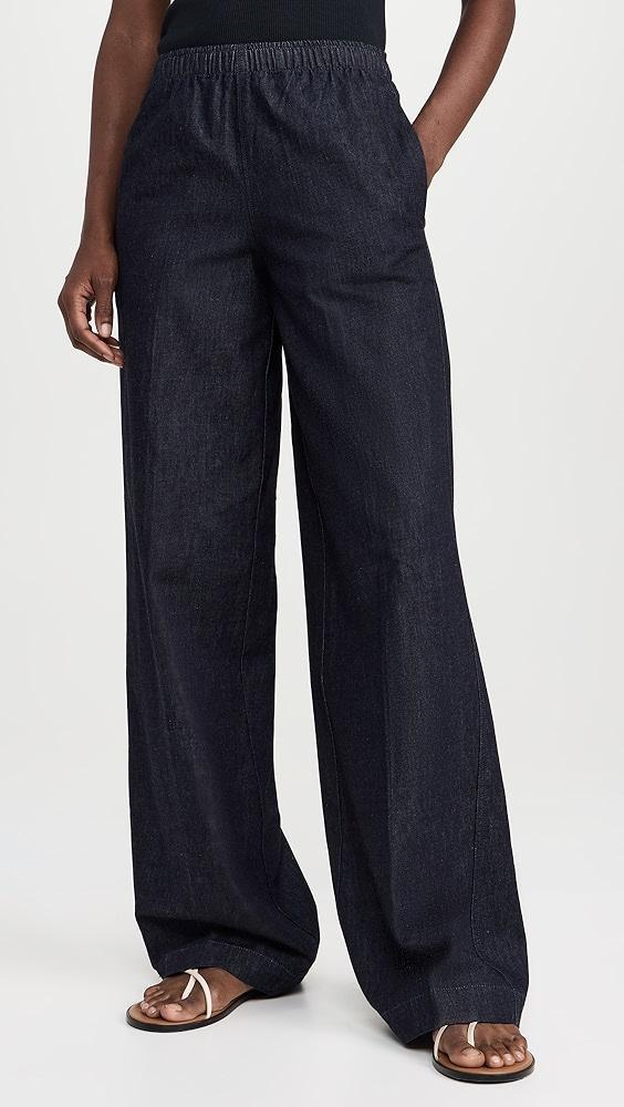 Vince Low Rise Pull On Wide Leg Twill Pants | Shopbop Product Image