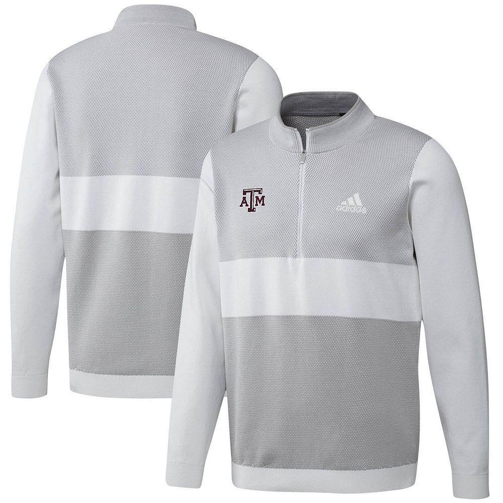 Men's adidas Gray Texas A&M Aggies Knit Quarter-Zip Jacket, Size: XL, Grey Product Image