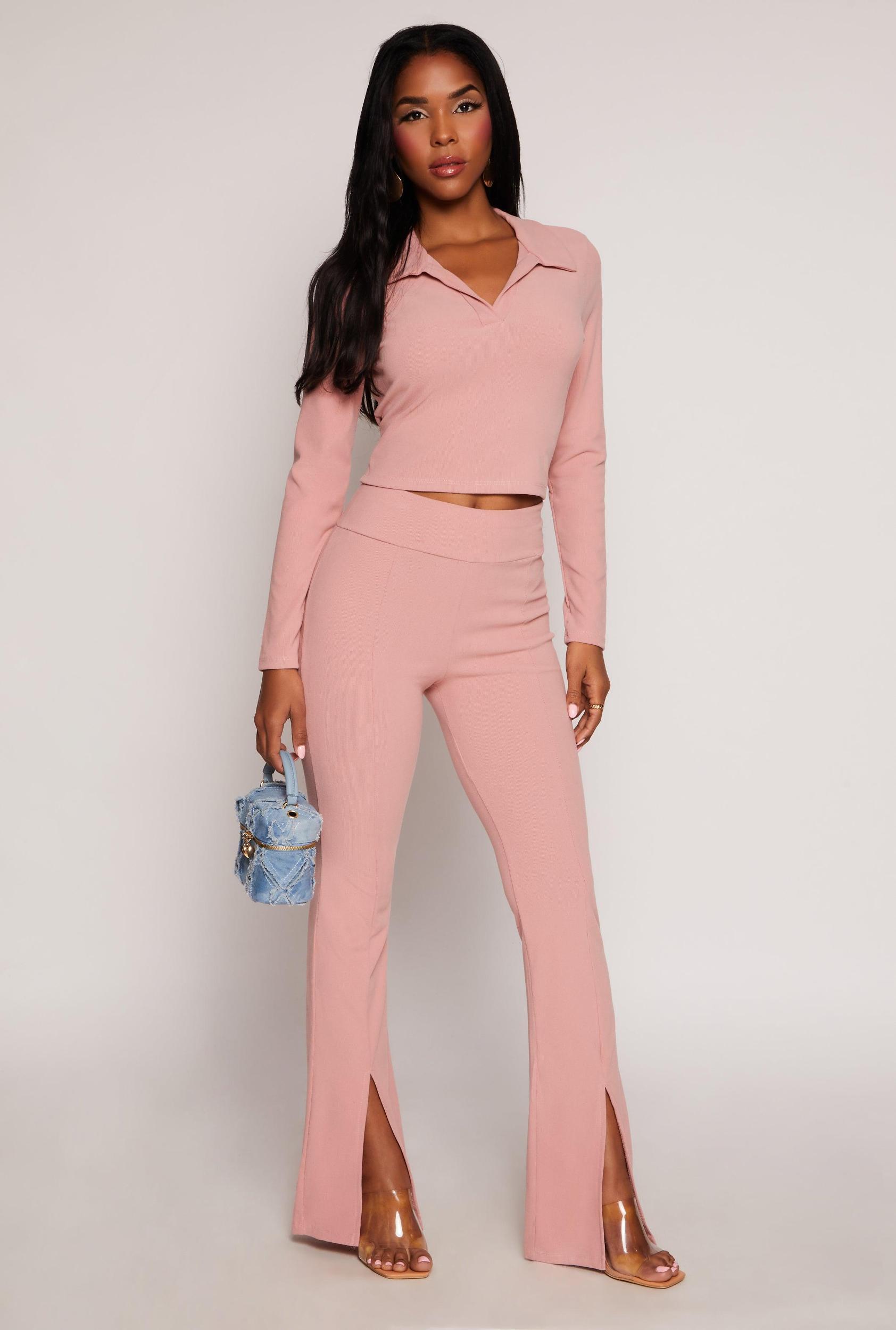 Womens Pintuck Split Hem Pants Product Image