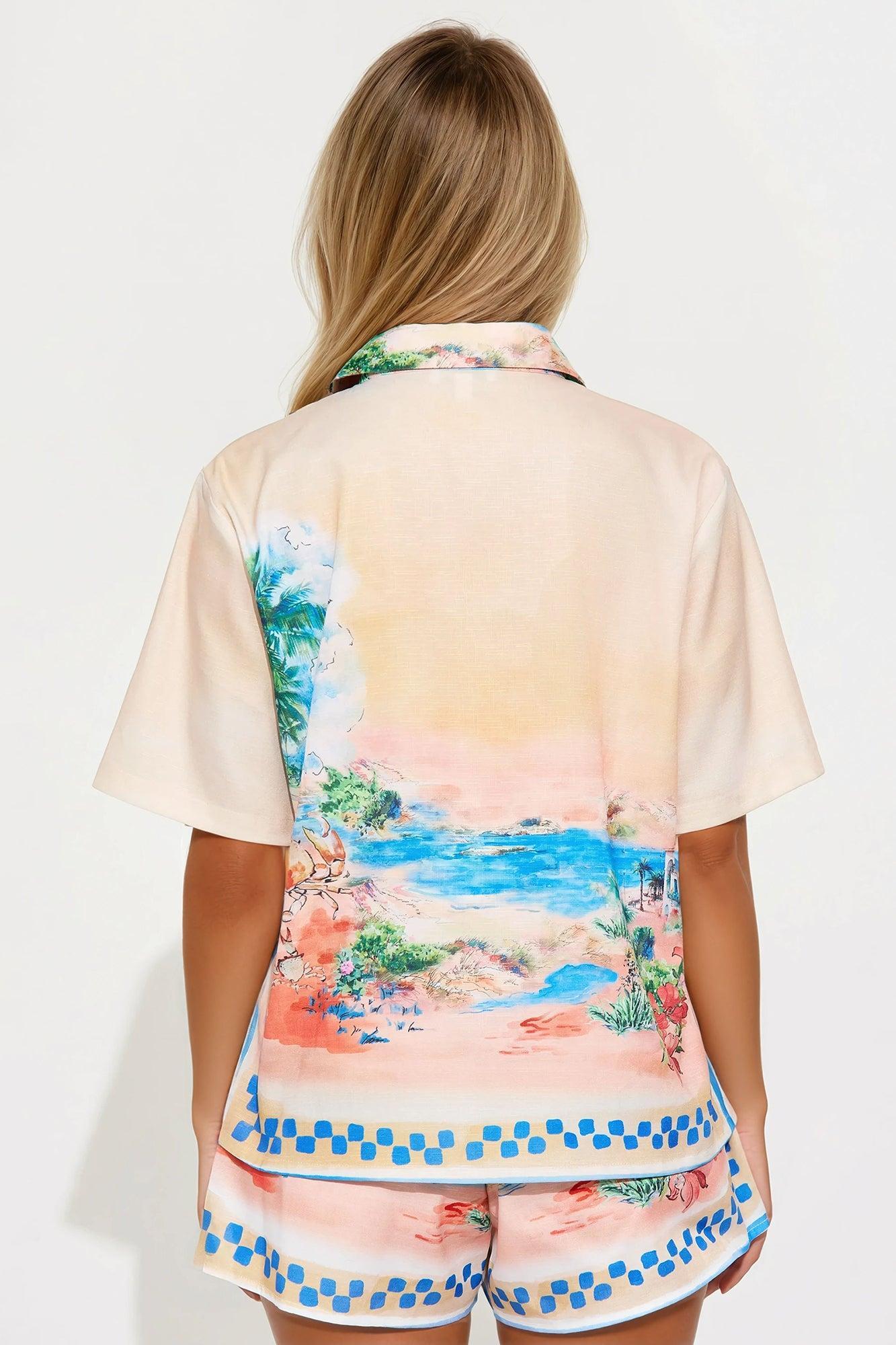 Tropical Shores Short Set - Peach/combo Product Image