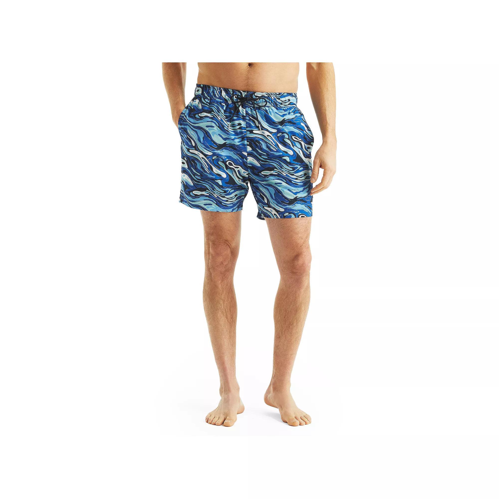 Men's Nautica 6" Quick-Dry Swim Trunks, Size: XL, Blue Water Product Image