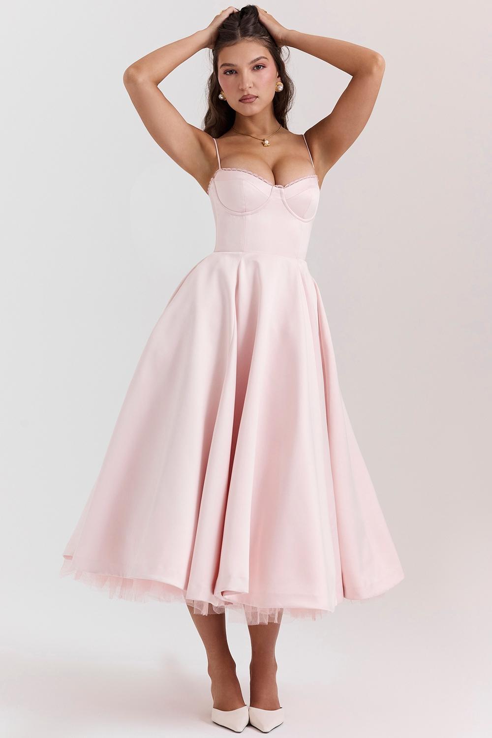 Mademoiselle Ballerina Pink Midi Dress Product Image