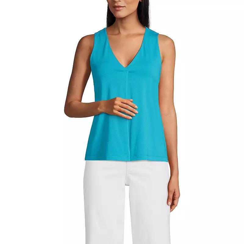 Women's Lands' End Lightweight Jersey V-Neck Tank Top, Size: Medium, Warm Tawny Brown Product Image