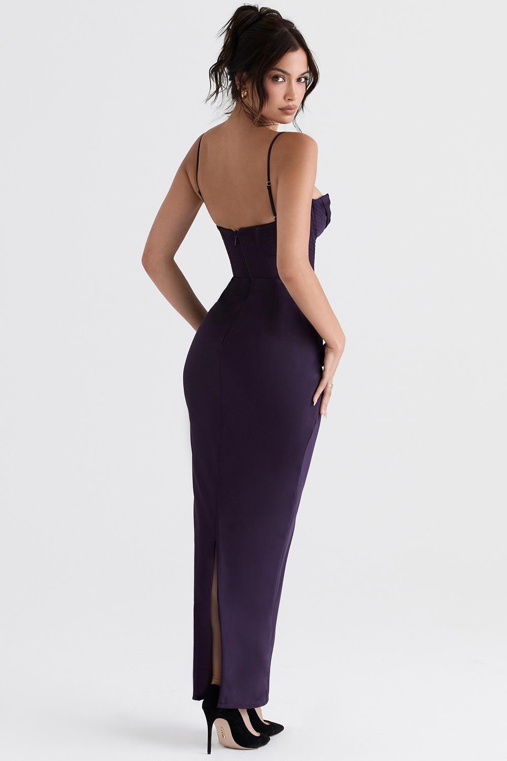 Charmaine Chocolate Corset Maxi Dress Product Image
