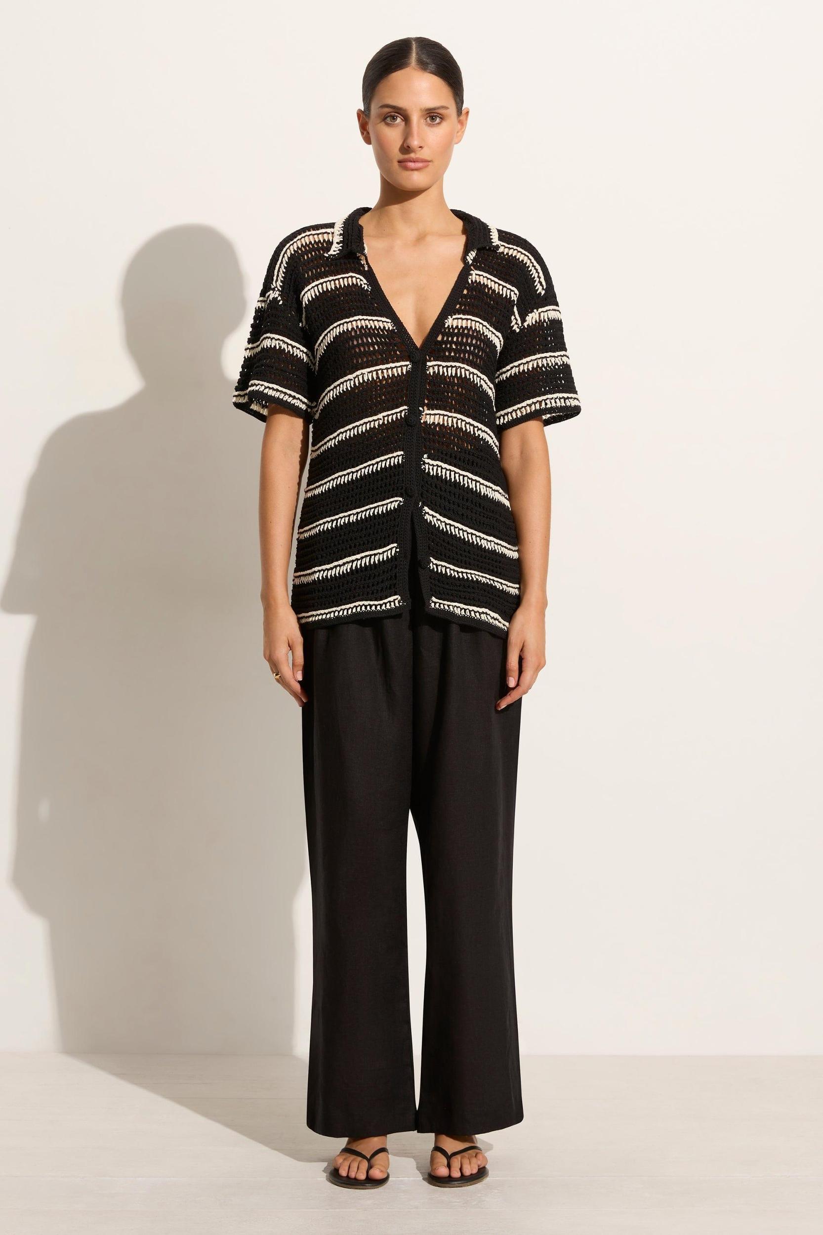 Gioia Handmade Crochet Shirt Black/Off White - Final Sale Product Image