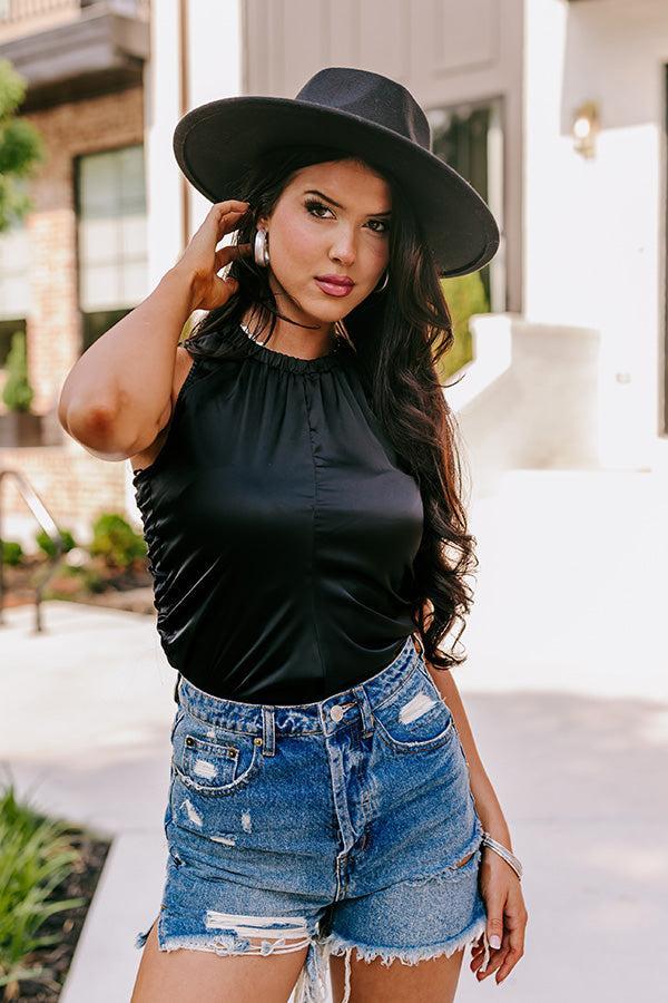 Renegade Ruched Satin Top In Black Product Image