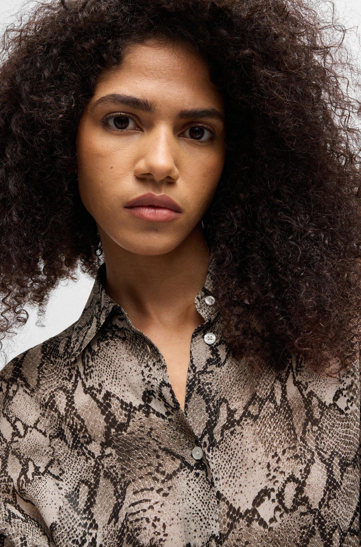 Oversize-fit blouse in python-print crepe de Chine Product Image