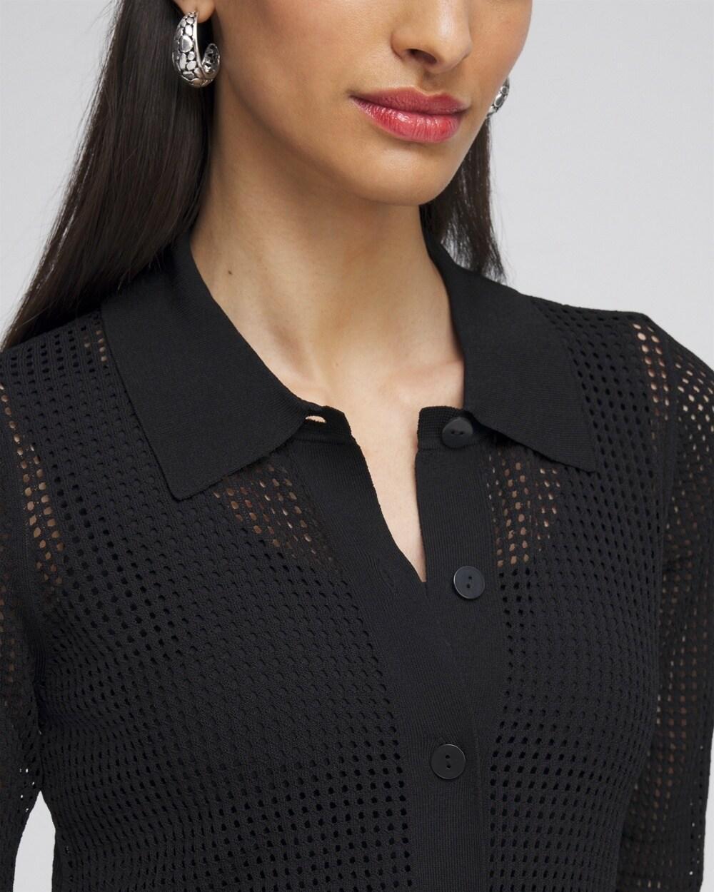 Pointelle Collared Cardigan Product Image