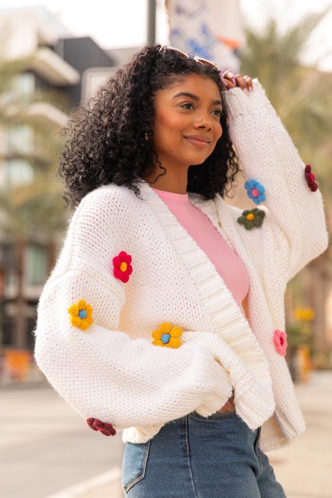 The Way I Feel Ivory Multi Flower Embroidered Cardigan FINAL SALE Product Image