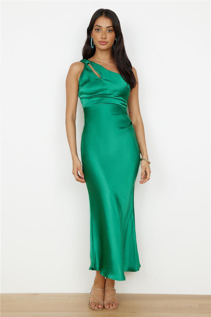 My Type One Shoulder Maxi Dress Green Product Image