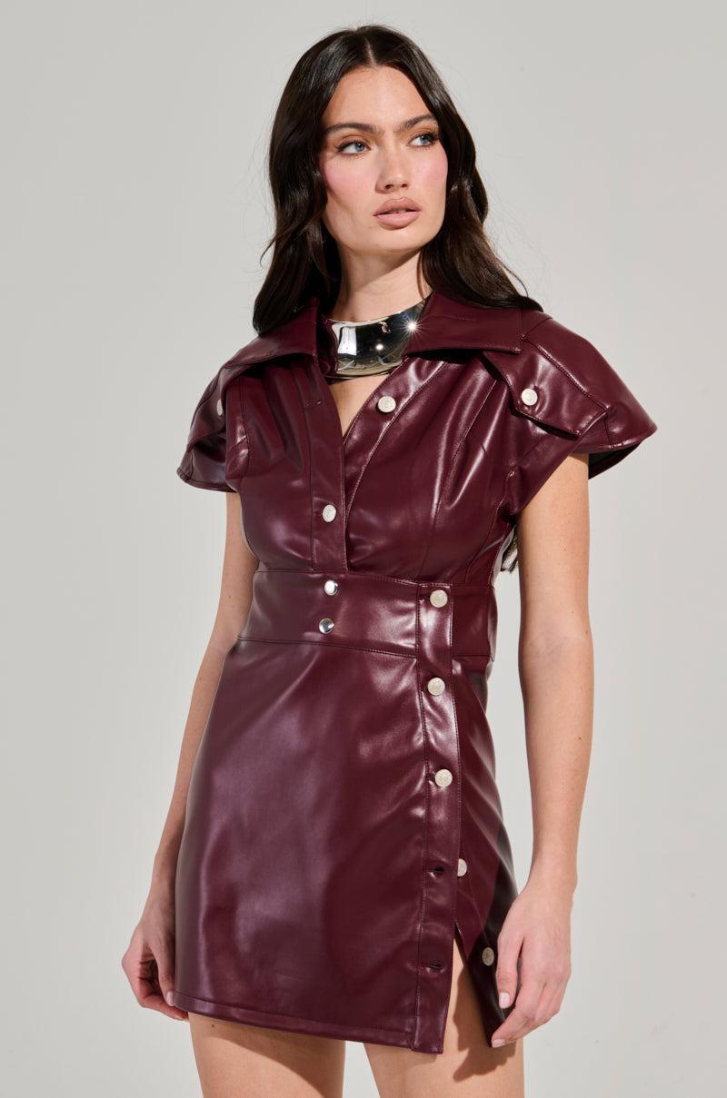 NEVER TOO MUCH PU MINI DRESS Product Image