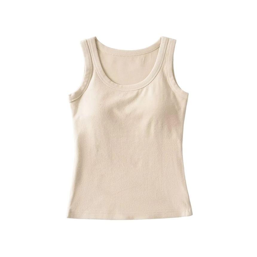 Scoop Neck Plain Padded Tank Top Product Image