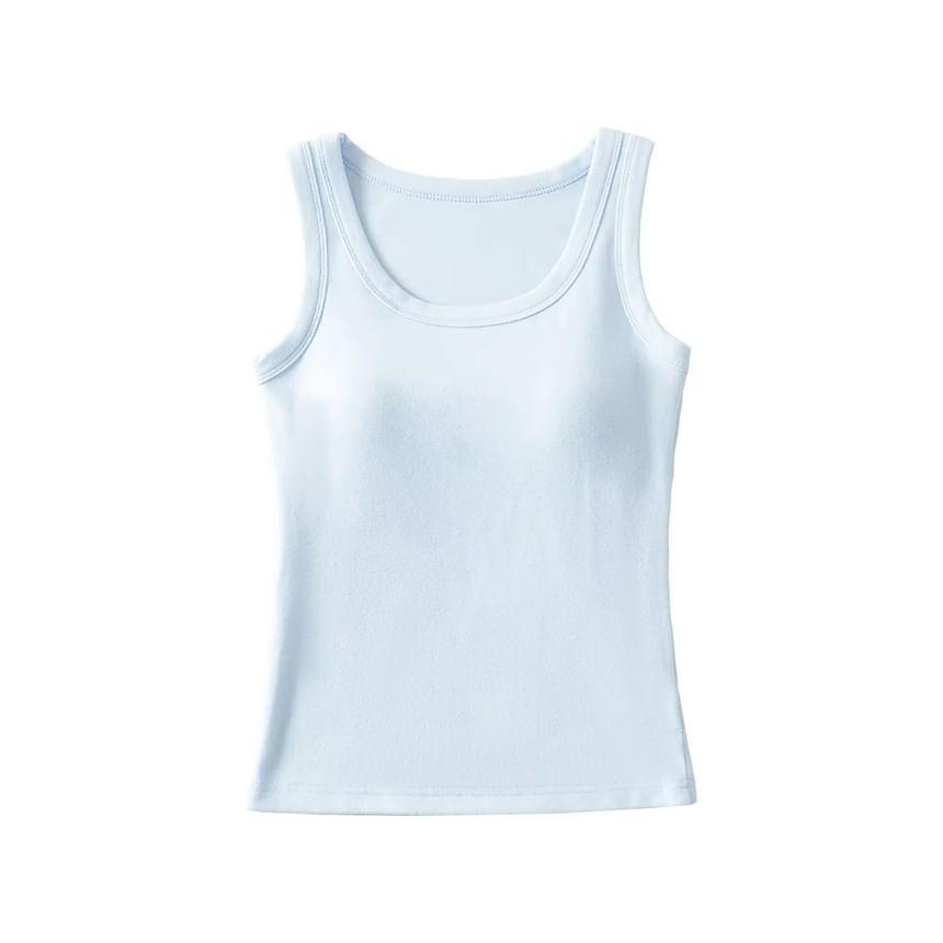 Scoop Neck Plain Padded Tank Top Product Image