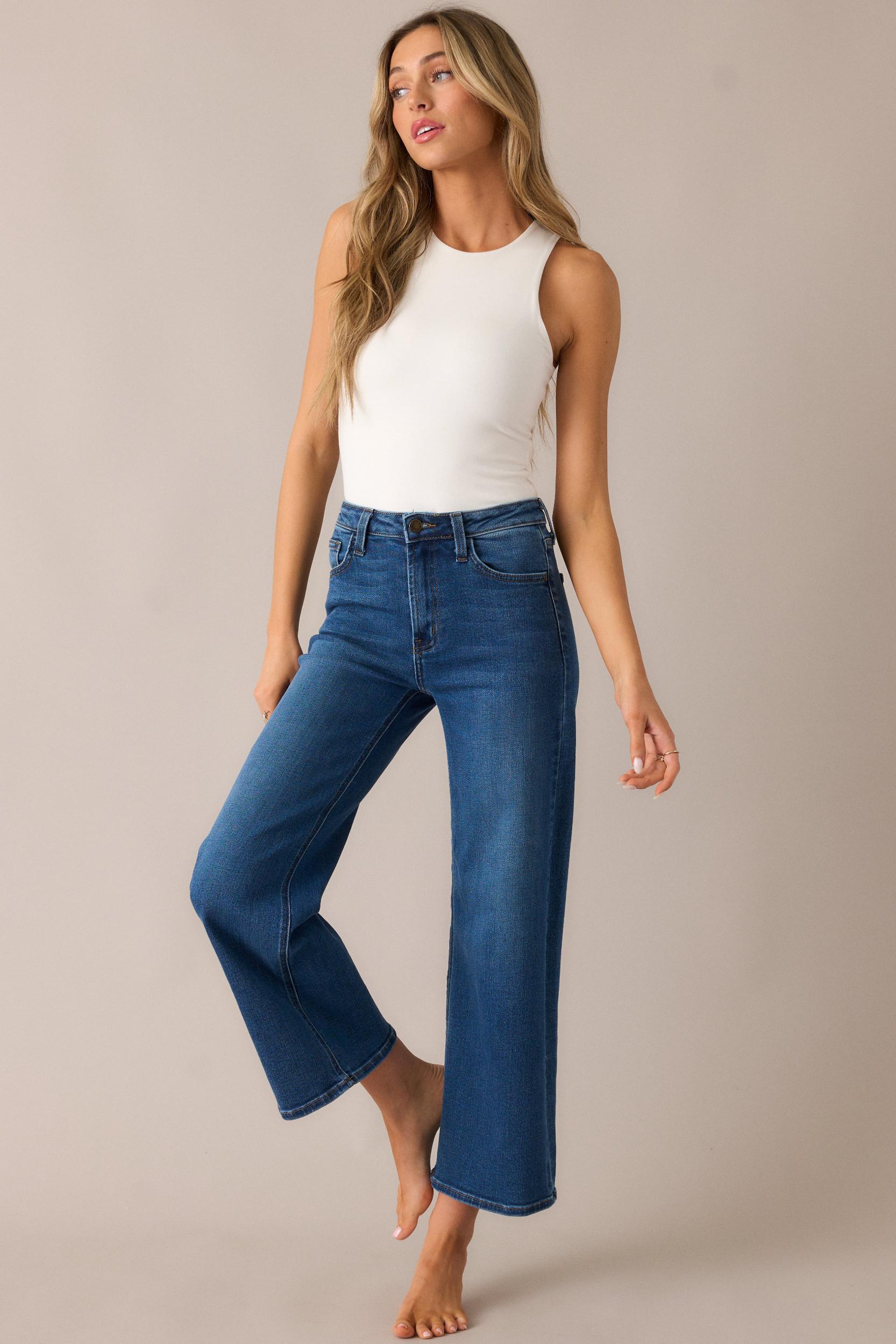 Always First Dark Wash Wide Leg Jeans Product Image