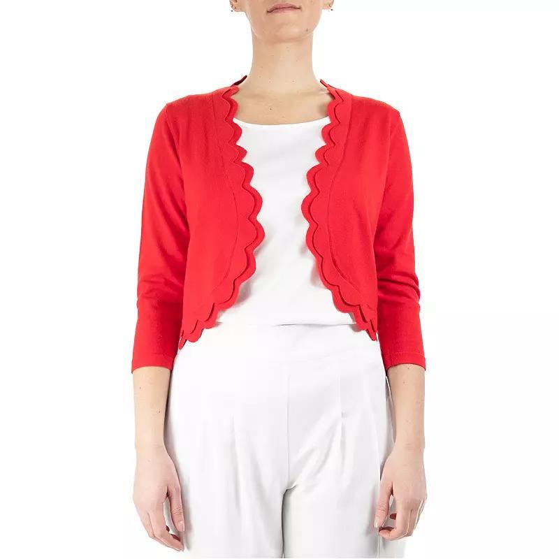 Women's Nina Leonard Scallop Trim Bolero, Size: Small, Blue Product Image