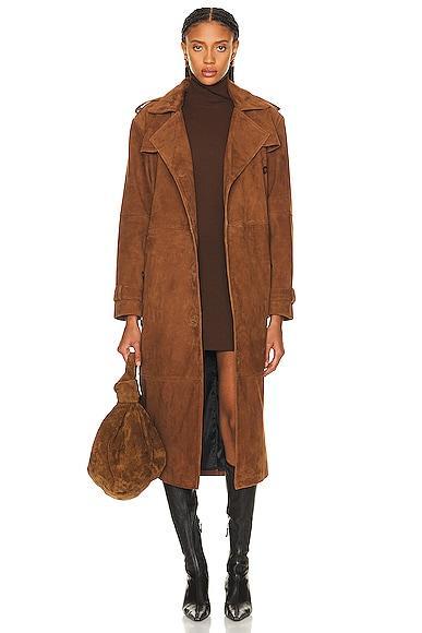 SPRWMN Suede Trench Coat in Cognac Product Image