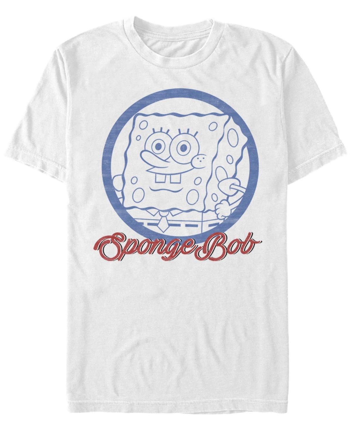 Men's Nickelodeon SpongeBob SquarePants Line Art Cursive Logo Portrait Graphic Tee, Size: Medium, White Product Image