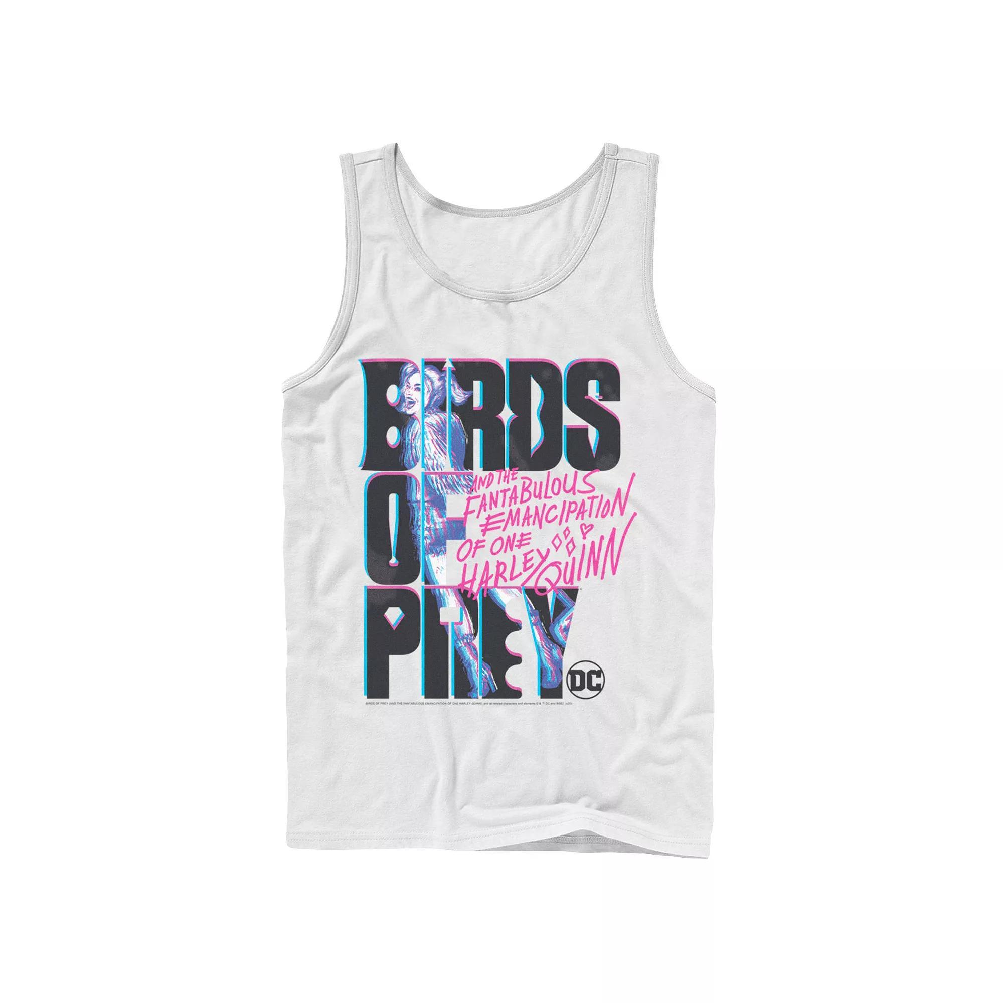 Men's Birds of Prey Harley Quinn Logo Portrait Tank Top, Size: Large, White Product Image