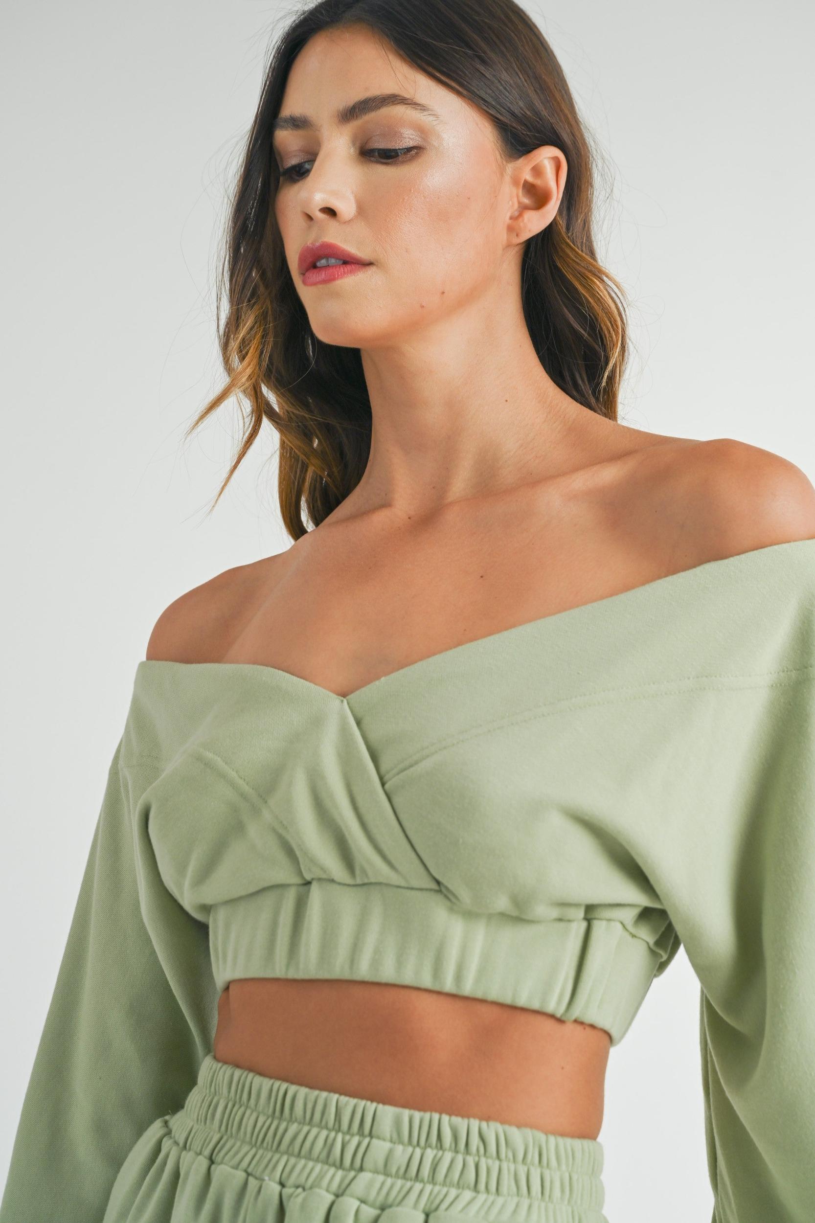 Off Shoulder Crop Top & Shorts Set Product Image
