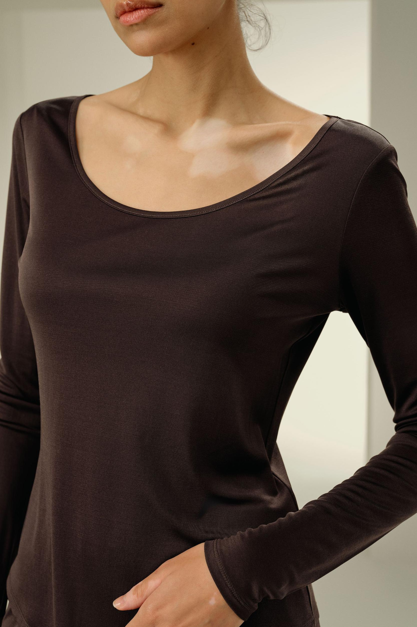 Scoop-Neck Pure Silk Slim Fit Top Product Image