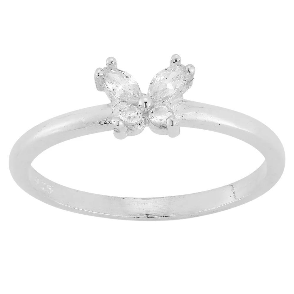 Sunkissed Sterling Cubic Zirconia Butterfly Ring, Women's, Size: 6, Silver Tone Product Image