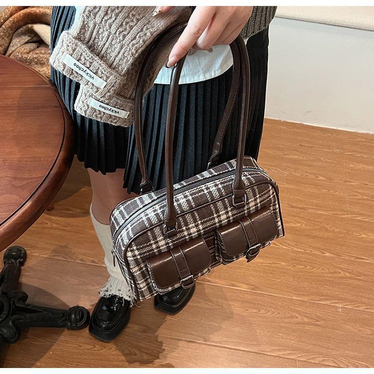 Plaid Buckled Tote Bag Product Image