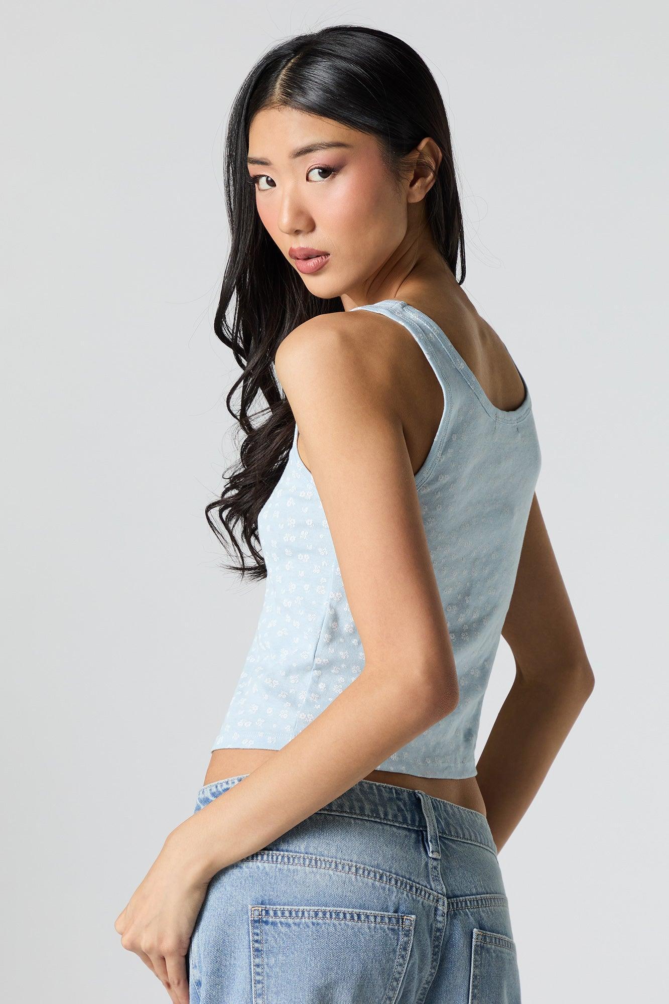 Cropped Ribbed Scoop Neck Tank Female Product Image
