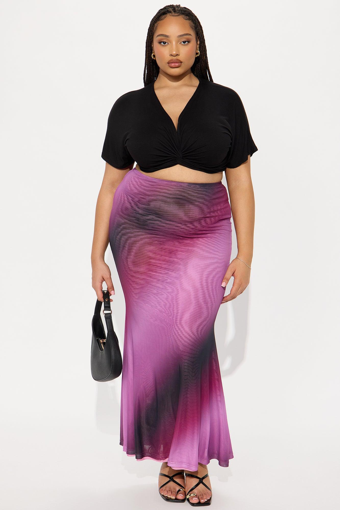 In A Haze Ombre Mesh Maxi Skirt - Purple Product Image