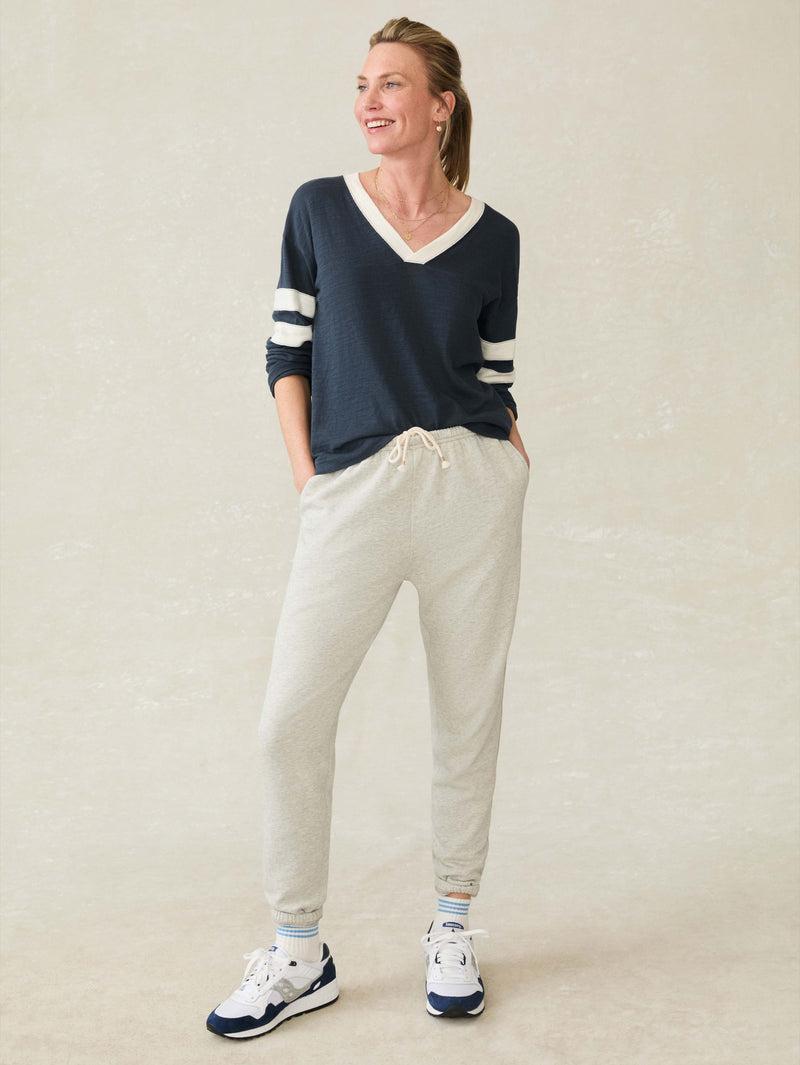 Sunwashed Slub Varsity V-Neck - Blue Nights Product Image