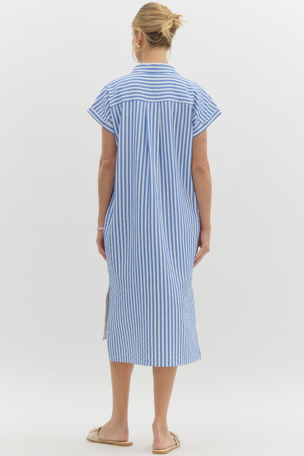 Classic Stripe Midi Shirt Dress Product Image