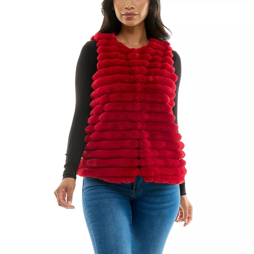 Womens Nina Leonard Horizontal Faux Fur Vest Yellow Product Image