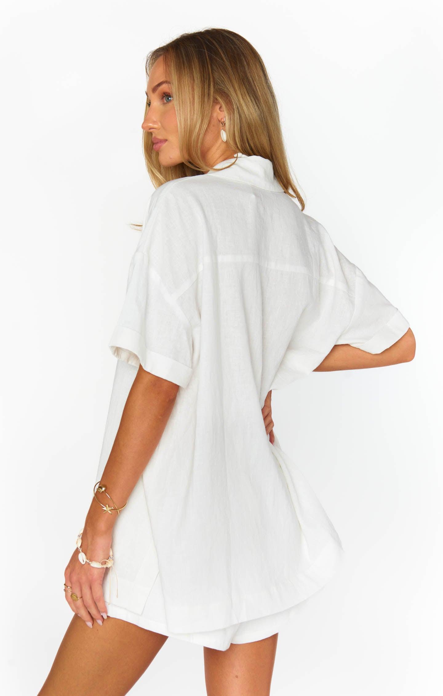 Parker Button Down ~ White Linen Product Image
