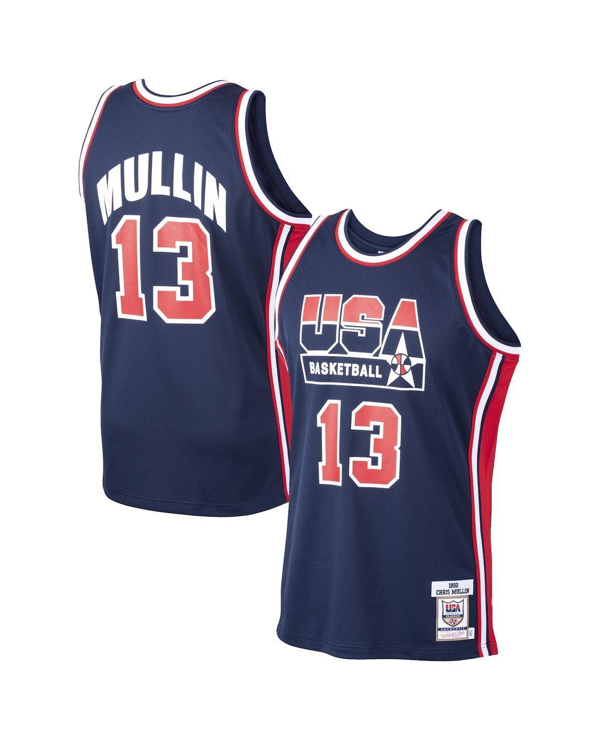 Mens Mitchell & Ness Chris Mullin USA Basketball Home 1992 Dream Team Authentic Jersey Blue Product Image